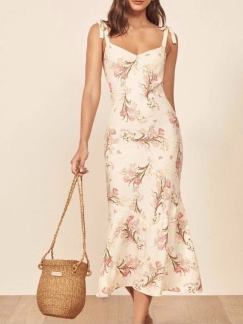 Reformation Christianna Dress Leila Floral Tie Strap Midi XS